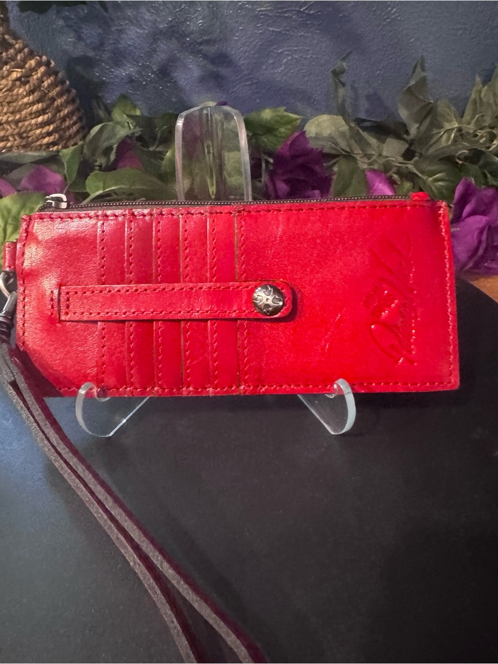 Patricia Nash Alanna Leather Card Wallet/Wristlet Berry Red